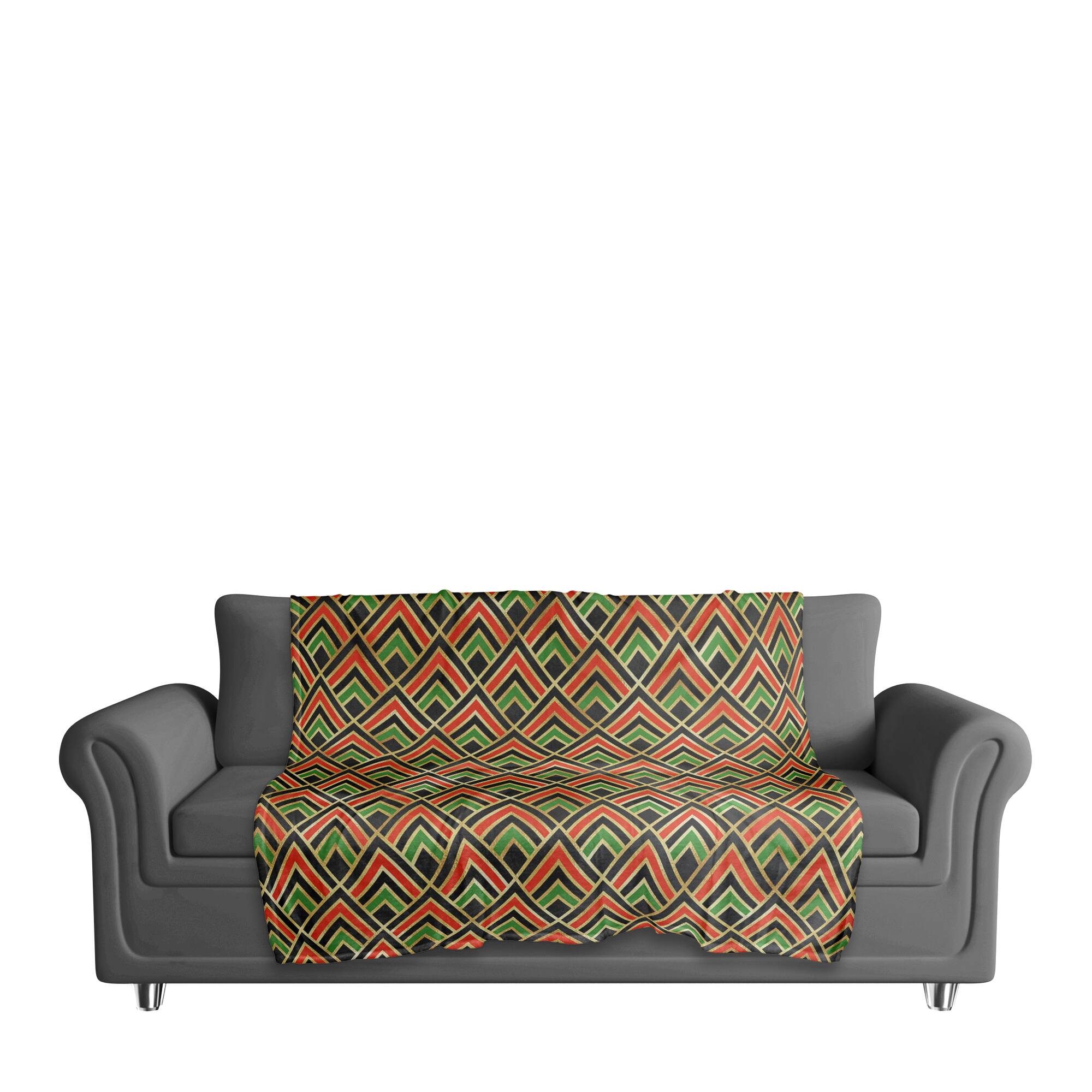 Kwanzaa Triangles Pattern Coral Fleece Blanket